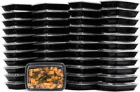 38 oz Plastic Meal Prep Food Black Containers With Lids Microwavable BPA FREE