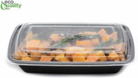 38 oz Plastic Meal Prep Food Black Containers With Lids Microwavable BPA FREE