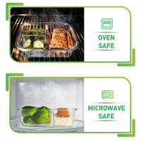 Glass Meal Prep Container w/lid 3 Compartment 5 Pack Food Prep Glass Storage